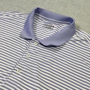 UNTUCKit Polo Shirt Mens 2XL Purple Striped Cirrus Feeder Stripe Polyester Blend